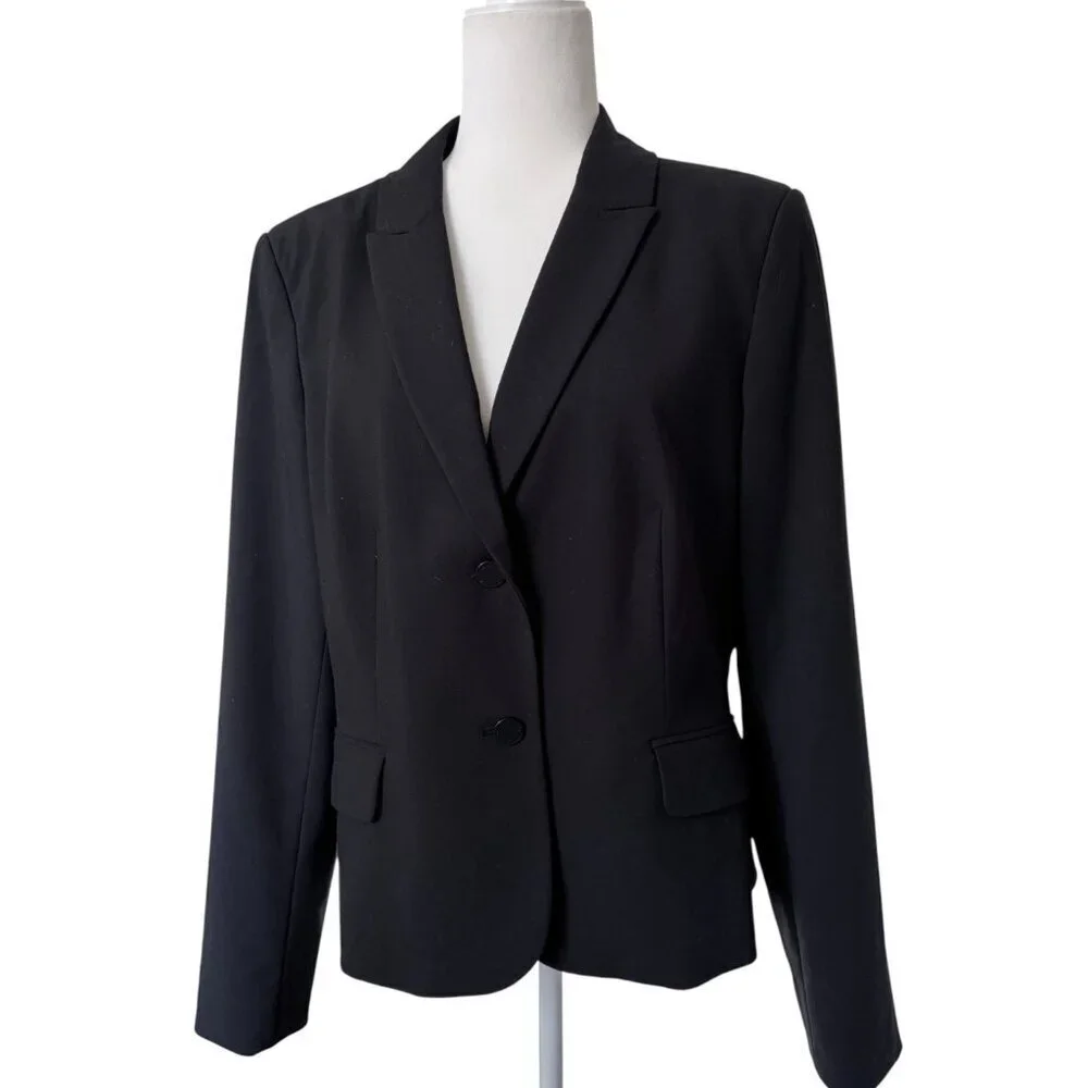 Calvin Klein Women's Classic Blazer Black Suit Jacket Size 14